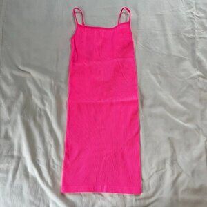 Aritzia Sunday Best Hot Pink Ribbed Bodycon Spaghetti Strap Dress | Size XS/S